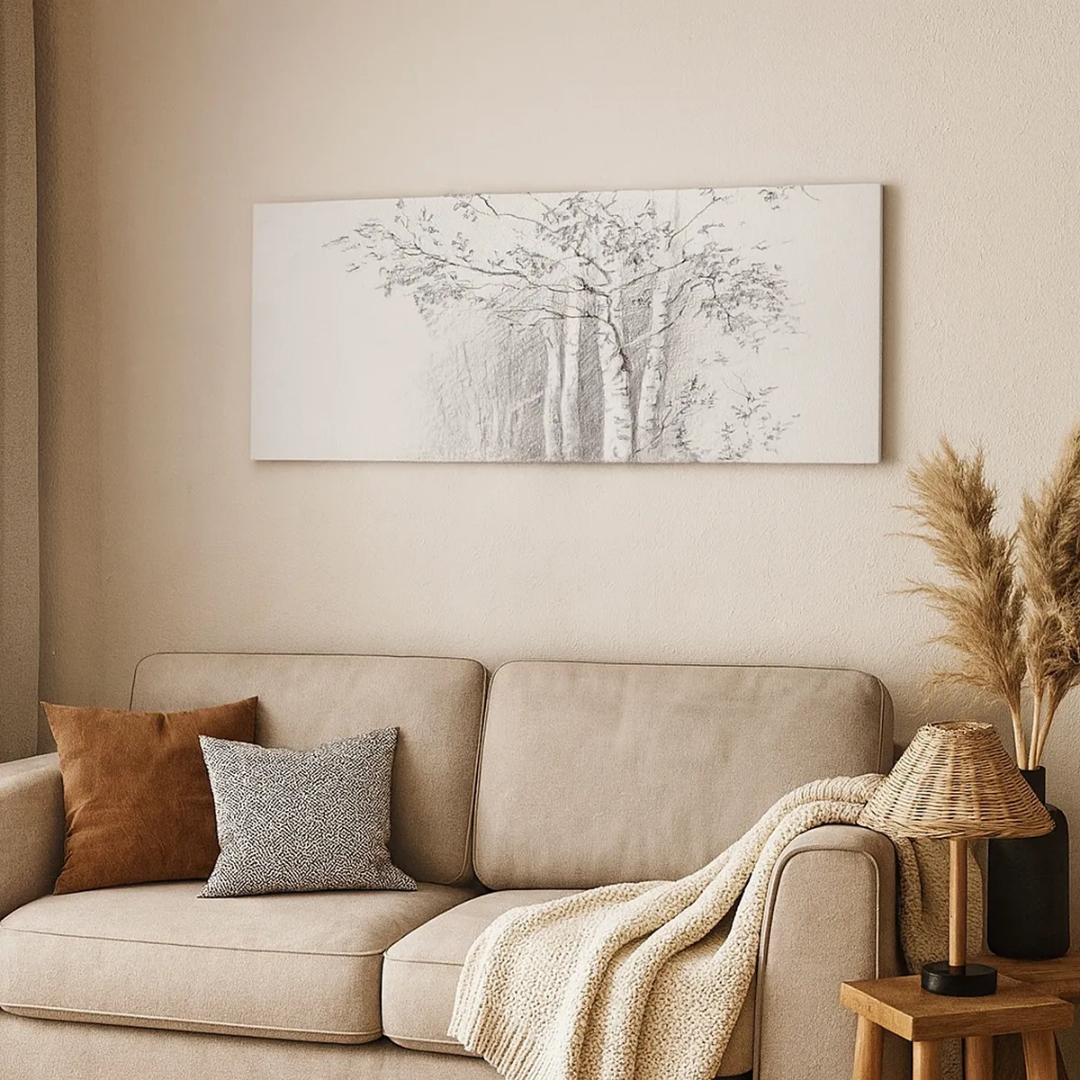 Quadro su tela - Stampe su Tela - La luce della foresta di betulle - 30x30 cm