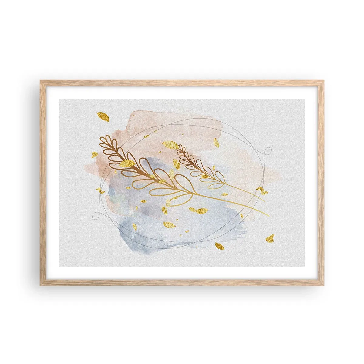 Poster in cornice rovere chiaro - Soffio d'oro - 70x50 cm