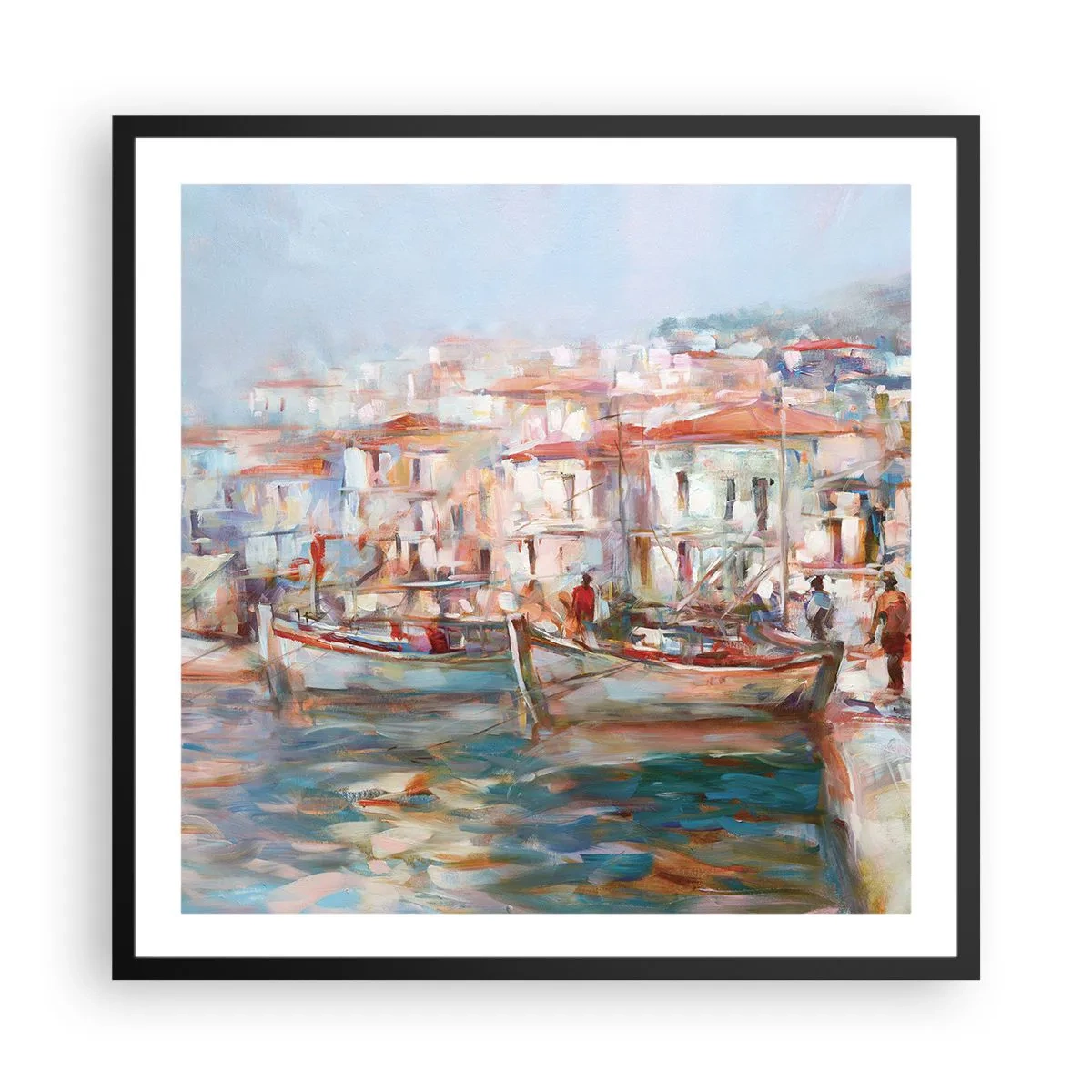 Poster in cornice nera - Vacanze in pastello - 60x60 cm