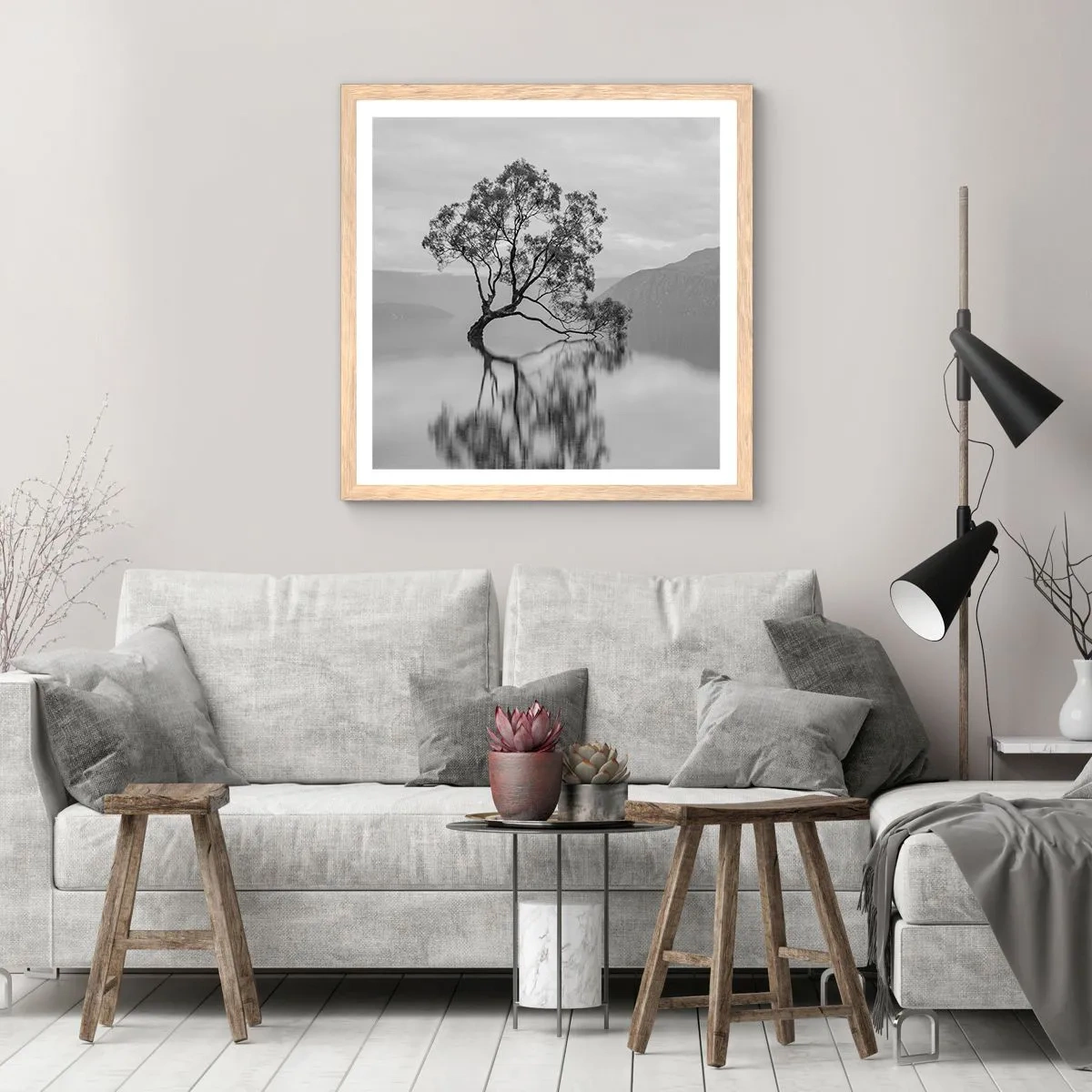 Poster in cornice rovere chiaro - C'è un paese così - 50x50 cm