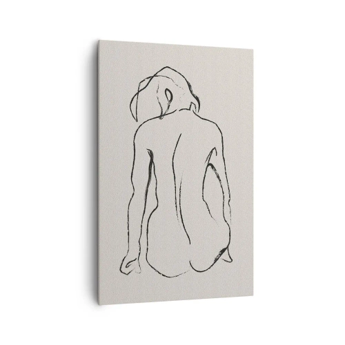 Quadro su tela - Stampe su Tela - Uno schizzo sottile della silhouette di una ragazza vista da dietro - 80x120cm - Nudo di ragazza - Decorazione murale moderna per soggiorno e camera da letto ARTTOR