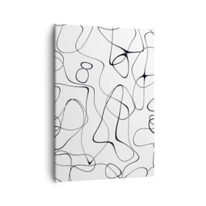 Quadro su tela - Stampe su Tela - Linee nere astratte su sfondo bianco in stile minimalista - 50x70cm - Strade della vita, eventi del destino - Decorazione murale moderna per soggiorno e camera da letto ARTTOR