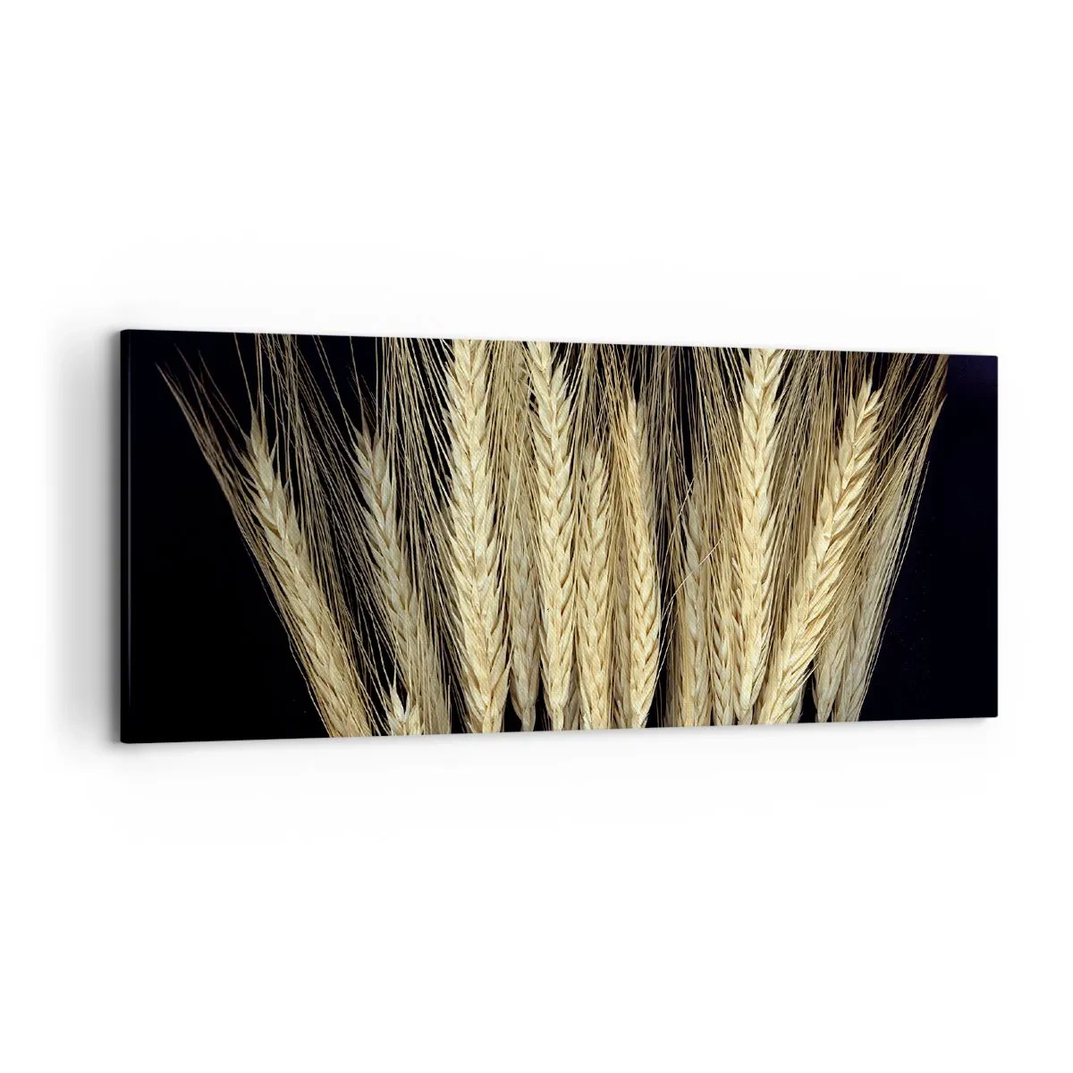 Quadro su tela - Stampe su Tela - Spighe di grano su sfondo nero in stile rustico - 120x50cm - Magia rustica - Decorazione murale moderna per soggiorno e camera da letto ARTTOR