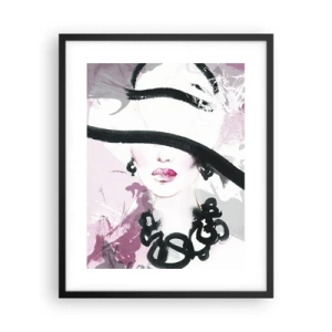 Poster in cornice nera - Ritratto di donna in nero e rosa - 40x50 cm