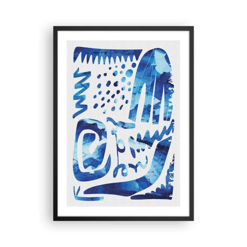 Poster in cornice nera - Astrazione moderna nei toni del blu - 50x70cm - Ritorno alle radici - Decorazione murale moderna per soggiorno e camera da letto ARTTOR
