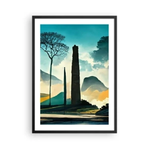 Poster in cornice nera - Un paesaggio misterioso con obelischi monumentali - 50x70cm - Sempre più in alto - Decorazione murale moderna per soggiorno e camera da letto ARTTOR