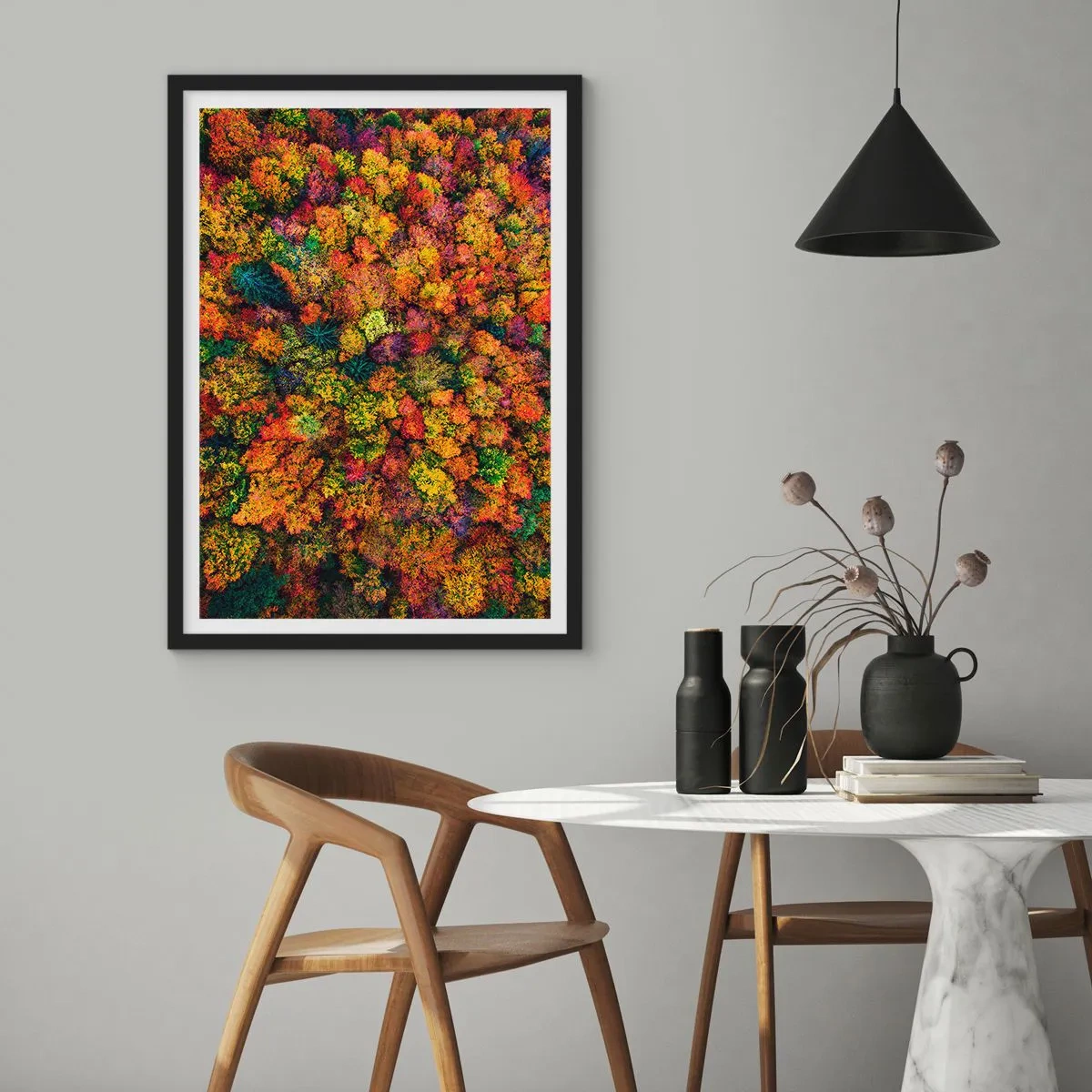 Poster in cornice nera - Il bouquet degli alberi d'autunno - 61x91 cm