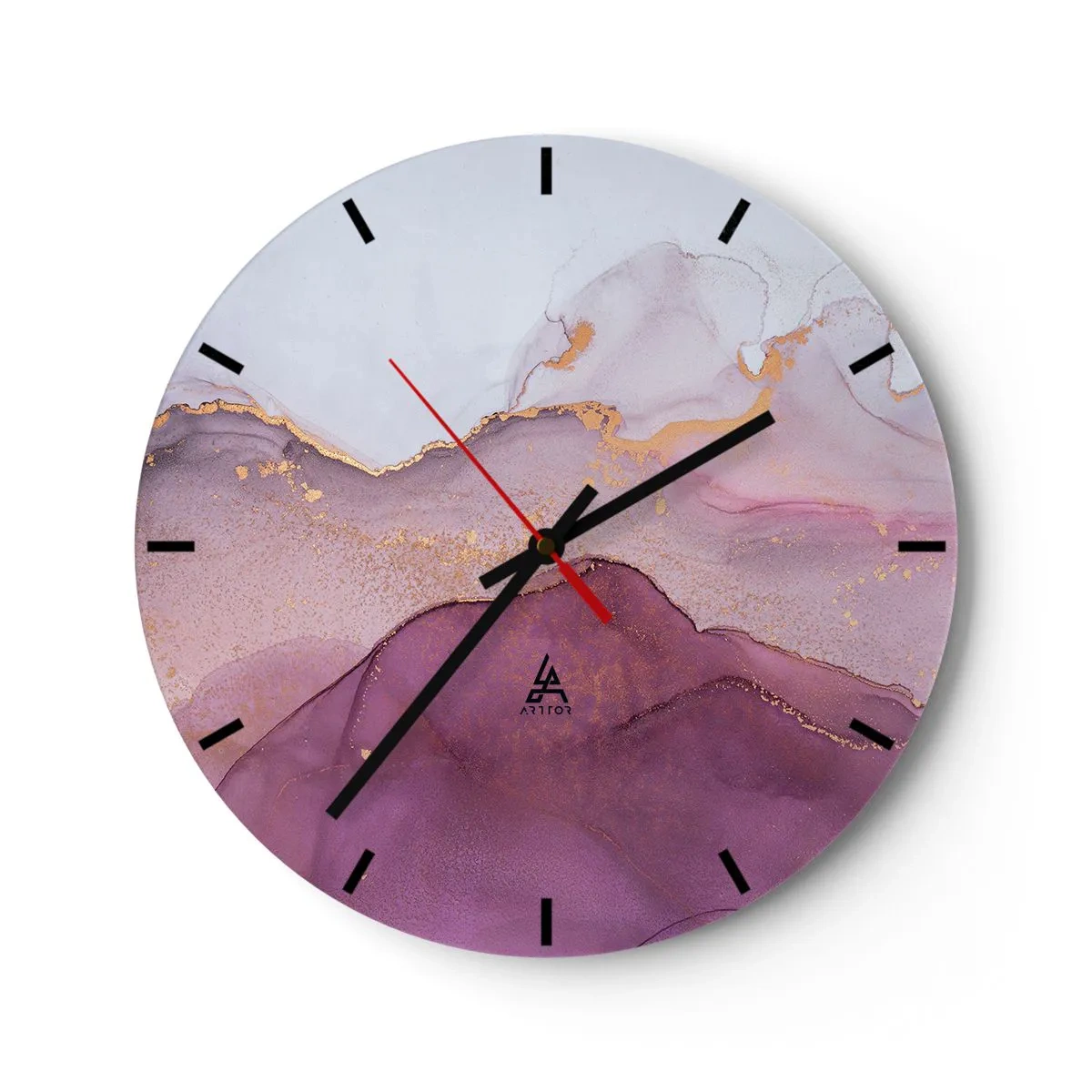 Orologio da parete - Orologio in Vetro - Onde di lilla e viola - 40x40 cm
