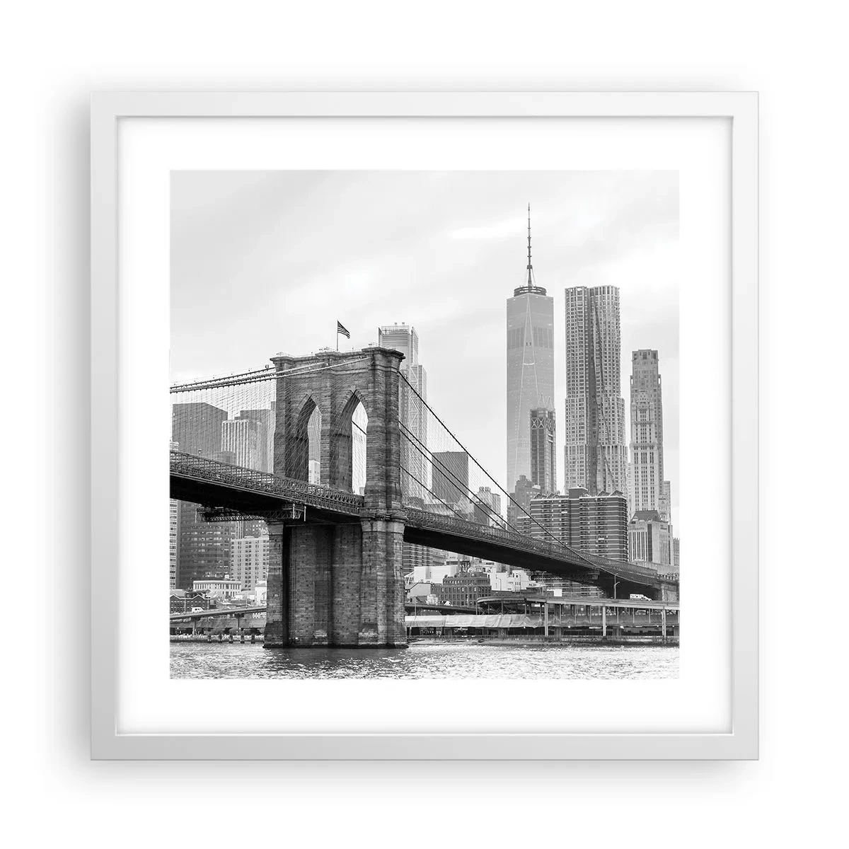 Poster in cornice bianca - Atmosfera di New York - 40x40 cm