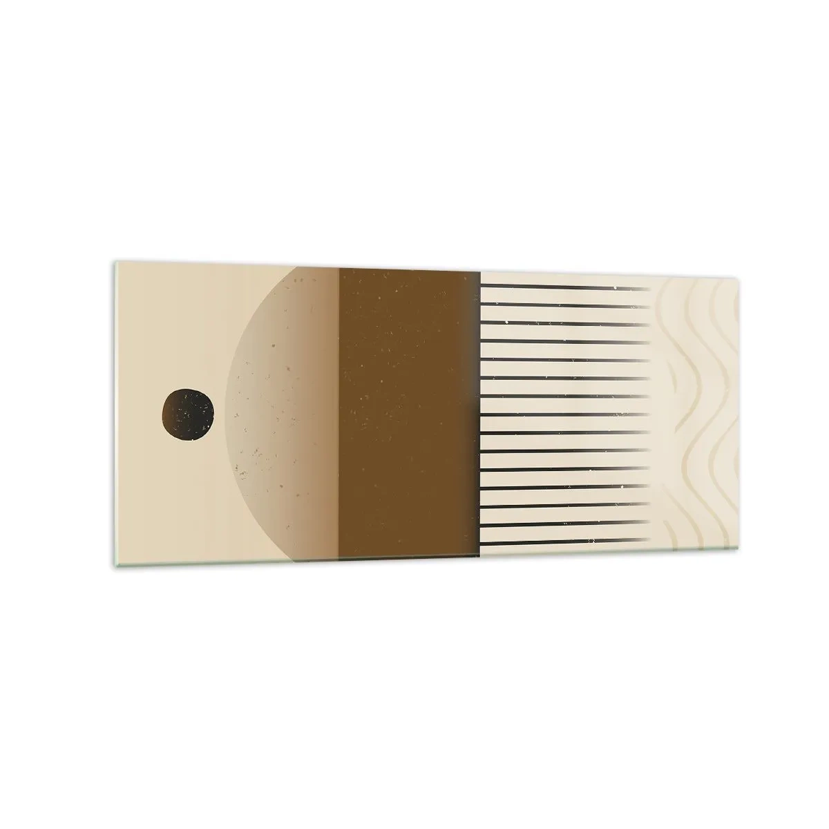 Quadro su vetro - Composizione geometrica astratta nei toni del beige e del marrone - 120x50cm - Diversi stati - Decorazione murale moderna per soggiorno e camera da letto ARTTOR