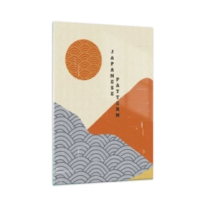 Quadro su vetro - Motivi giapponesi con montagne, sole e stile minimalista - 70x100cm - Spirito giapponese - Decorazione murale moderna per soggiorno e camera da letto ARTTOR
