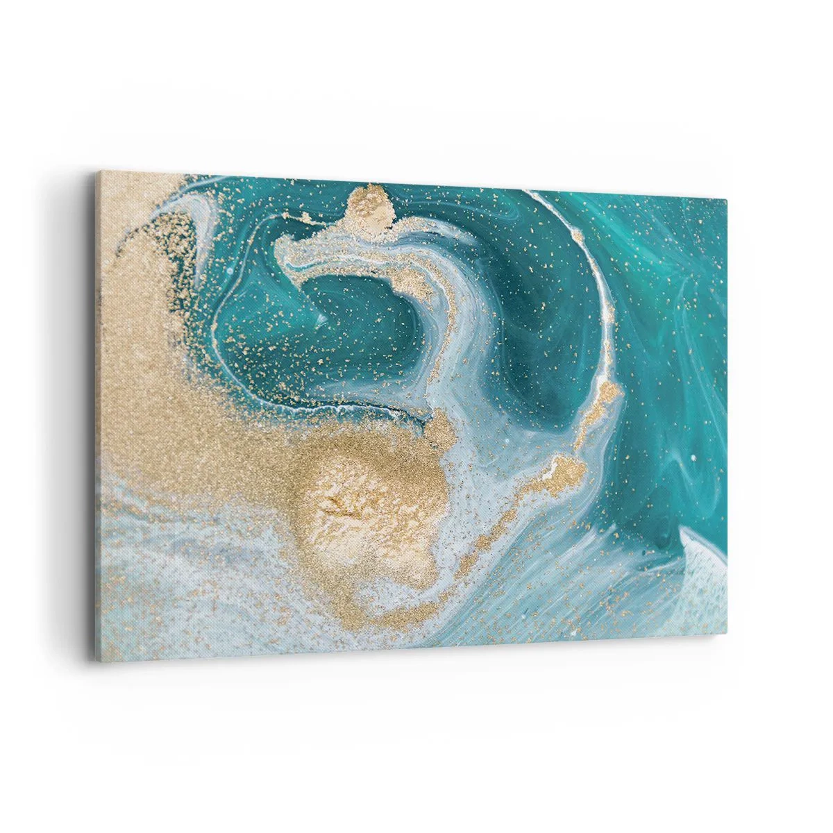 Quadro su tela - Stampe su Tela - Vortice astratto nei toni del turchese e dell'oro - 100x70cm - Vortice di oro e turchese - Decorazione murale moderna per soggiorno e camera da letto ARTTOR
