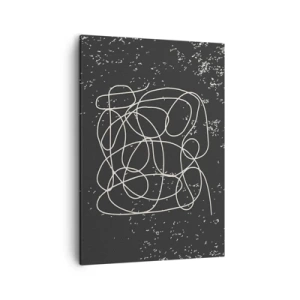 Quadro su tela - Stampe su Tela - Linea astratta su sfondo nero con dettagli raffinati - 50x70cm - Il caos dei pensieri - Decorazione murale moderna per soggiorno e camera da letto ARTTOR