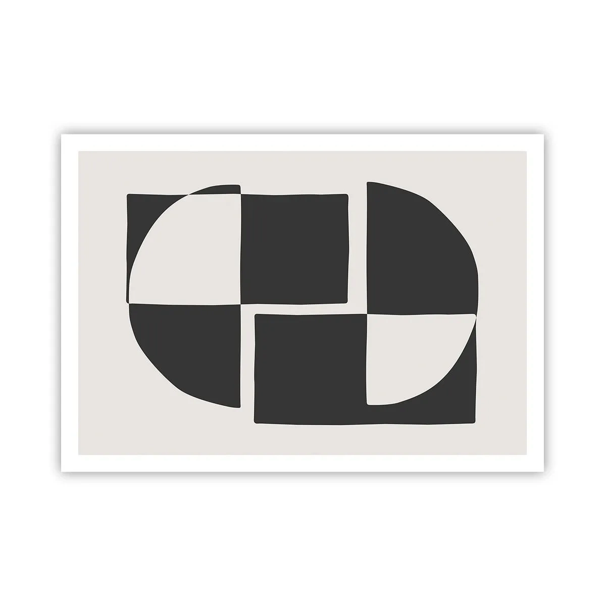 Poster - Forme geometriche astratte in bianco e nero - 100x70cm - Antitesi - sintesi - Decorazione murale moderna per soggiorno e camera da letto ARTTOR