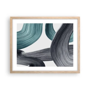 Poster in cornice rovere chiaro - Tracce smeraldo e nero - 50x40 cm