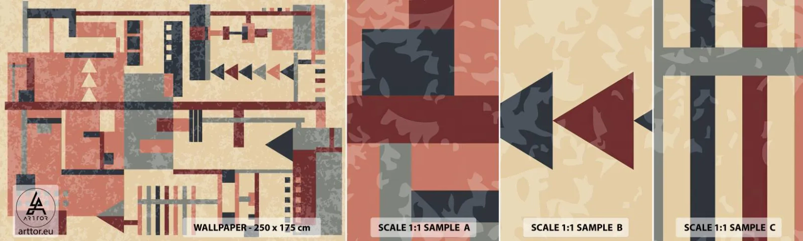 Campione di Fotomurale Adesivo Deluxe Sticker - Combinazione di orizzontali e verticali - Astrazione, Pezzo, Modello moderno - 100x30 cm