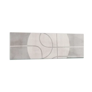 Quadro su vetro - Motivo geometrico nei toni del grigio e del bianco - 160x50cm - Tondo e dritto - Decorazione murale moderna per soggiorno e camera da letto ARTTOR