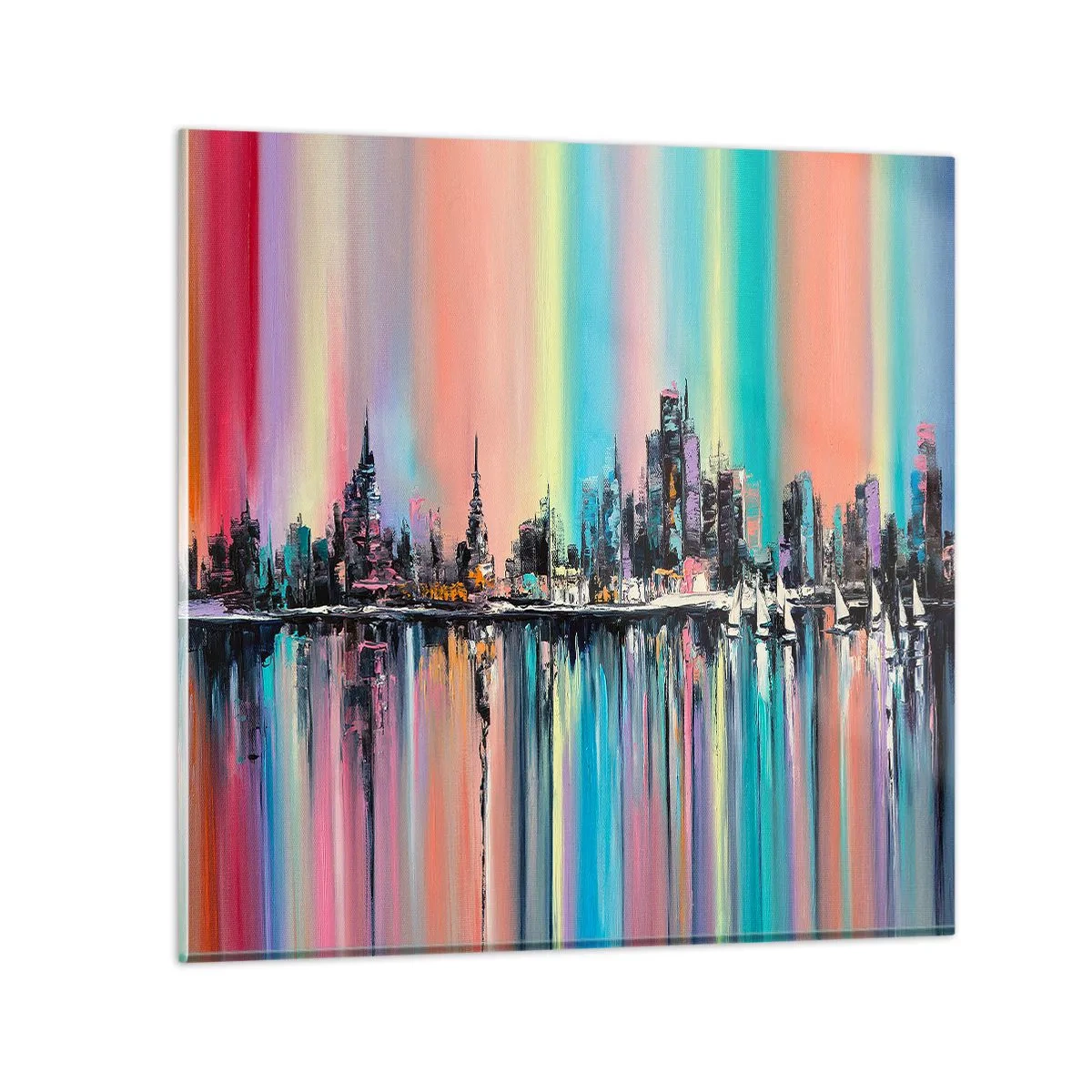 Quadro su vetro - Fluttuare alle luci della notte - 50x50 cm