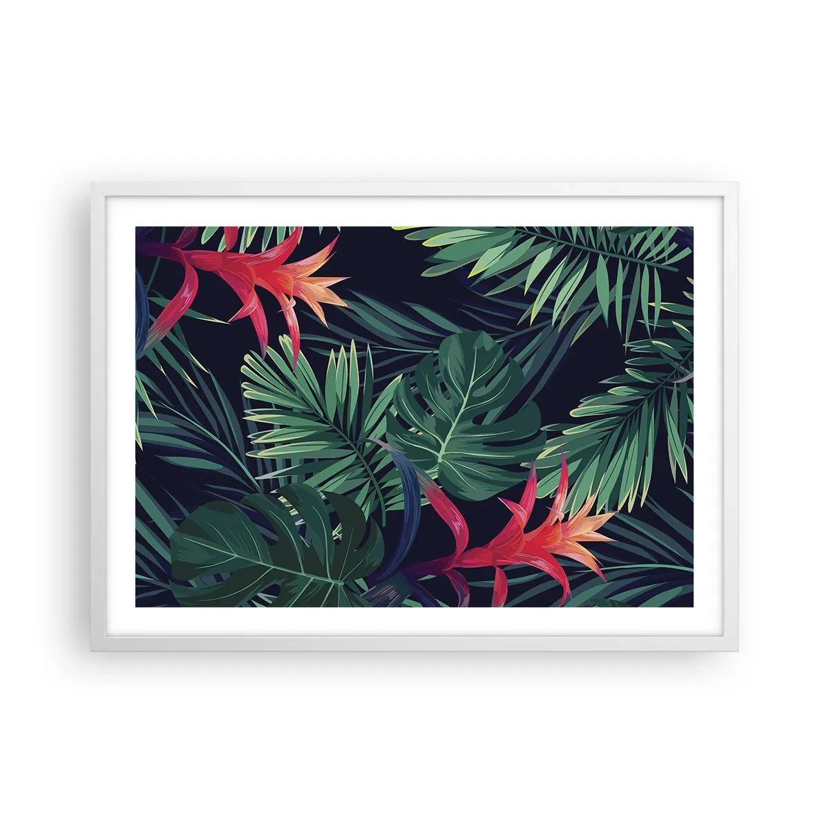 Poster in cornice bianca - Fiammante nel verde - 70x50 cm