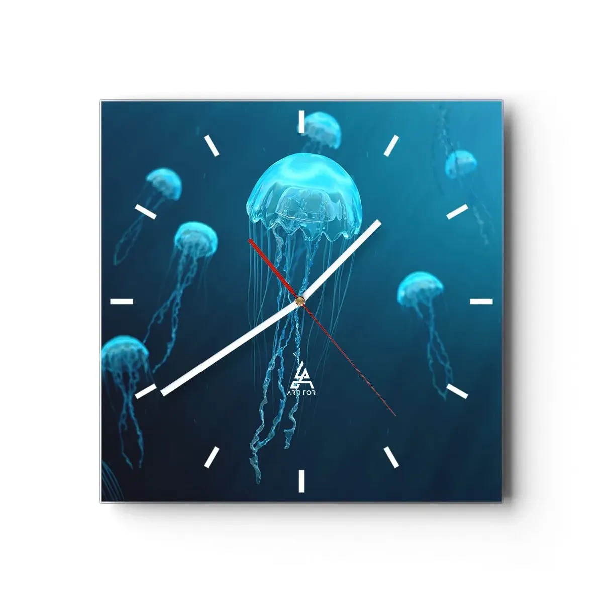 Orologio da parete - Orologio in Vetro - La danza oceanica - 40x40 cm