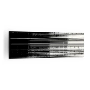 Quadro su tela - Stampe su Tela - Composizione astratta di linee in bianco e nero contrastanti - 160x50cm - Onde e vibrazioni - Decorazione murale moderna per soggiorno e camera da letto ARTTOR