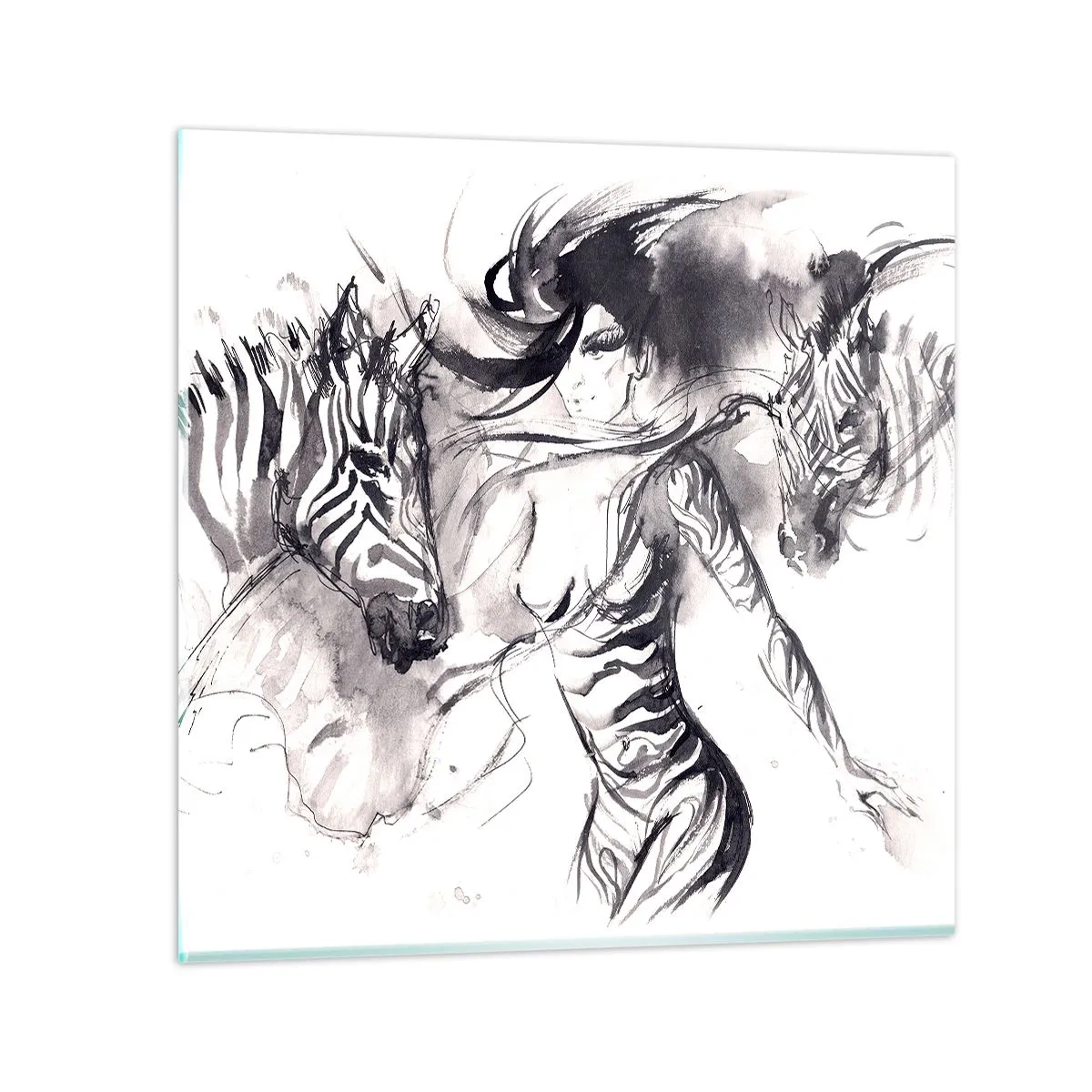 Quadro su vetro - Ballando con le zebre - 40x40 cm
