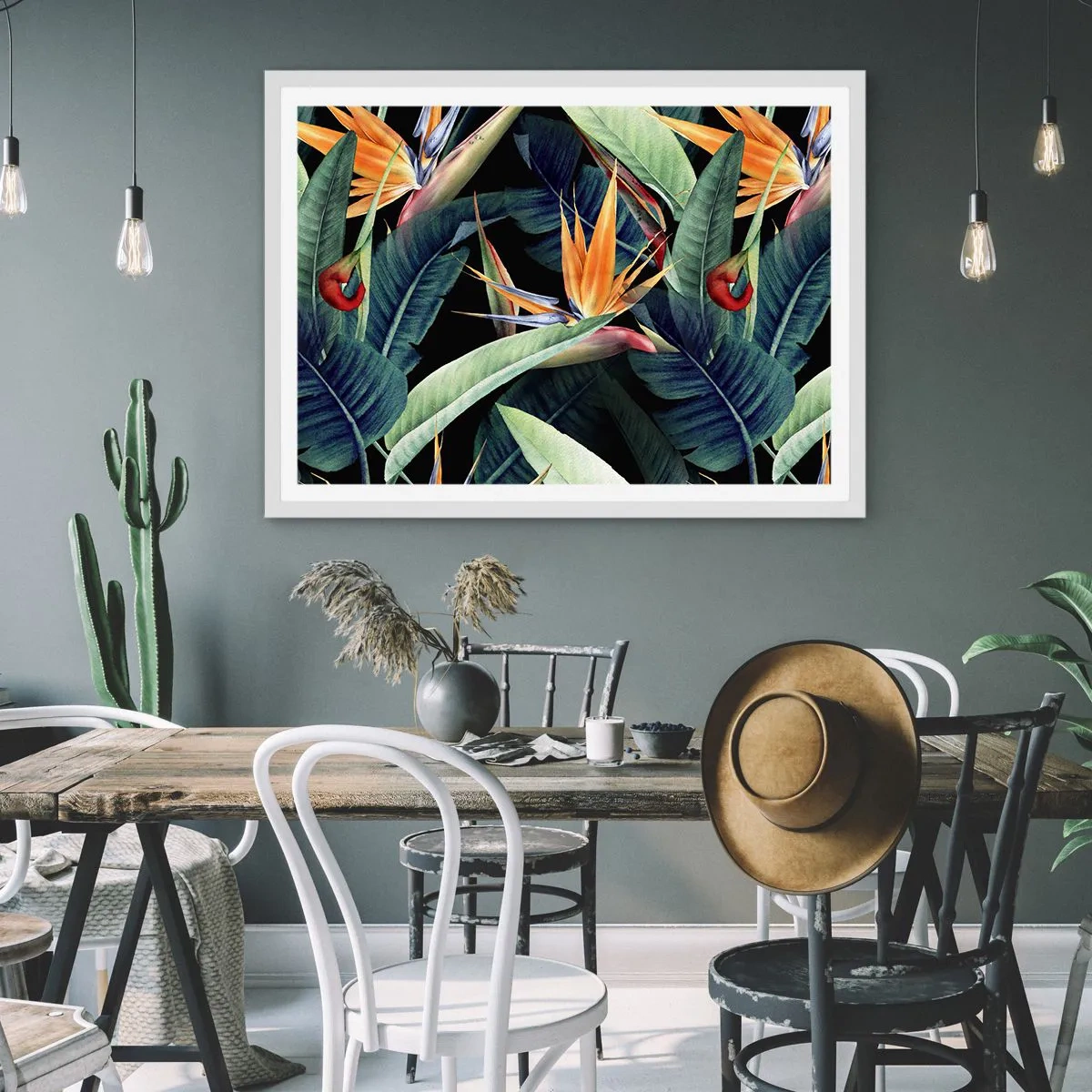 Poster in cornice bianca - I fiori fiammeggianti dei tropici - 50x40 cm