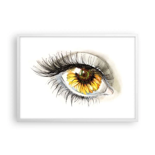 Poster in cornice bianca - Uno sguardo caldo come l'estate - 70x50 cm