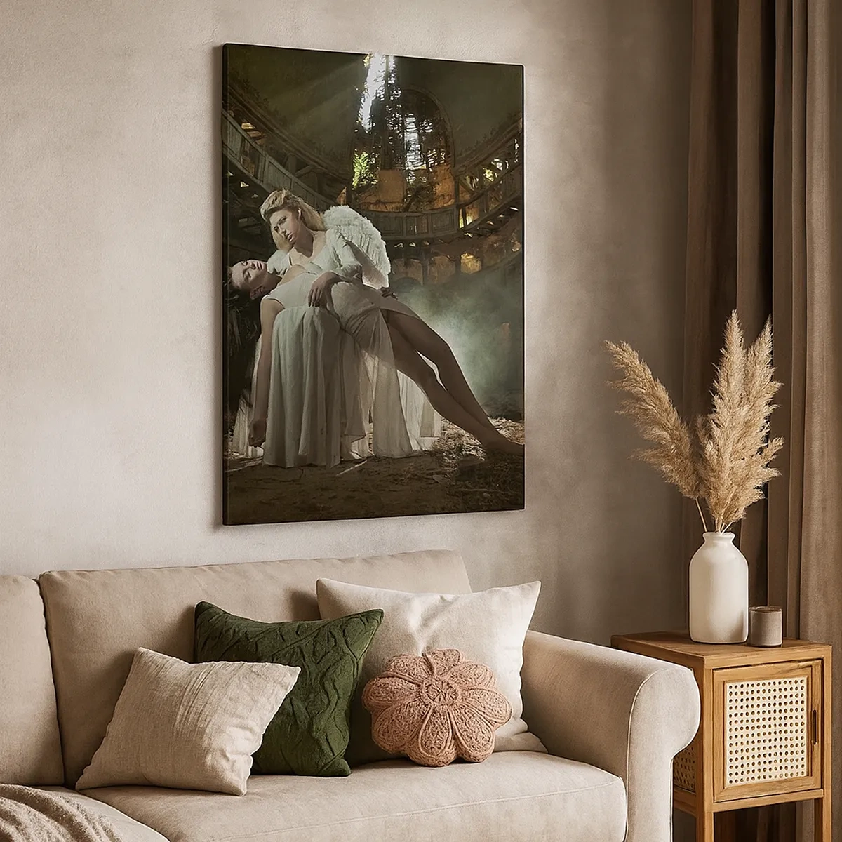 Quadro su tela - Stampe su Tela - Due figure in rovina con gioco di luci - 50x70cm - Lo spirito dell'antico teatro - Decorazione murale moderna per soggiorno e camera da letto ARTTOR