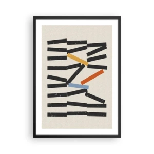 Poster in cornice nera - Composizione geometrica astratta con accenti colorati - 50x70cm - Composizione: domino - Decorazione murale moderna per soggiorno e camera da letto ARTTOR