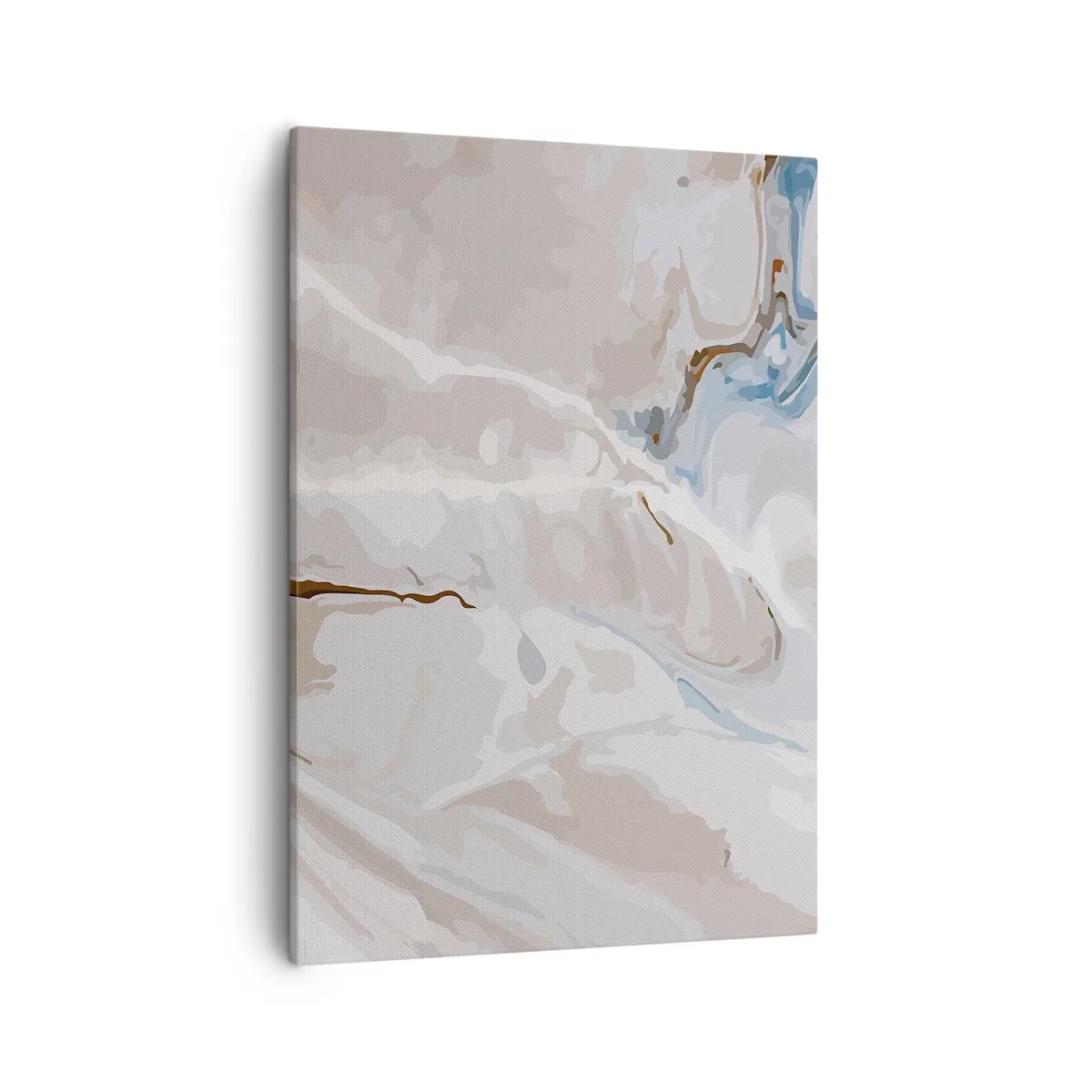 Quadro su tela - Stampe su Tela - Motivo astratto nei toni del bianco e del blu - 50x70cm - Meandri blu sotto il bianco - Decorazione murale moderna per soggiorno e camera da letto ARTTOR
