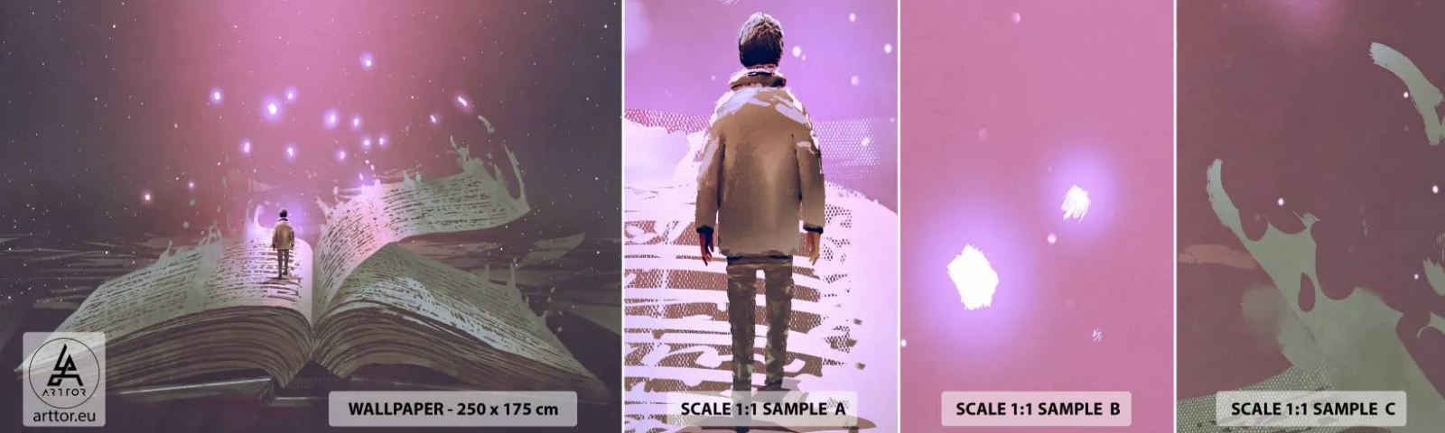 Campione di Fotomurale Adesivo Deluxe Sticker - Invito ad un altro mondo: leggi! - Grafica, Astrazione, Pezzo - 100x30 cm