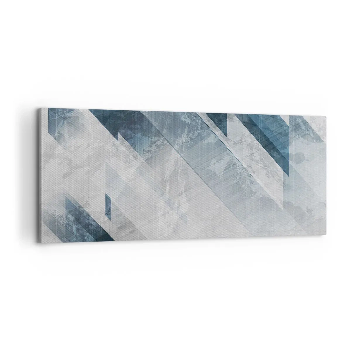 Quadro su tela - Stampe su Tela - Linee astratte in tonalità di grigio e blu - 120x50cm - Composizione spaziale: movimento in grigio - Decorazione murale moderna per soggiorno e camera da letto ARTTOR