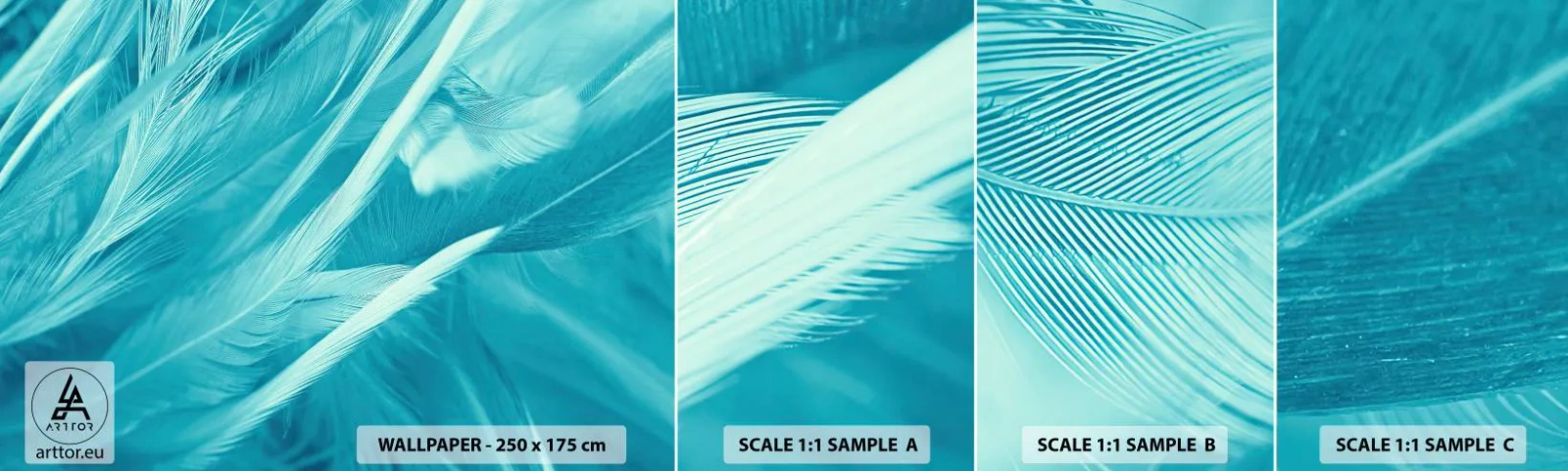 Campione di Fotomurale Adesivo Deluxe Sticker - Annegare nel morbido - Piuma di uccello, Uccello, Grafica - 100x30 cm