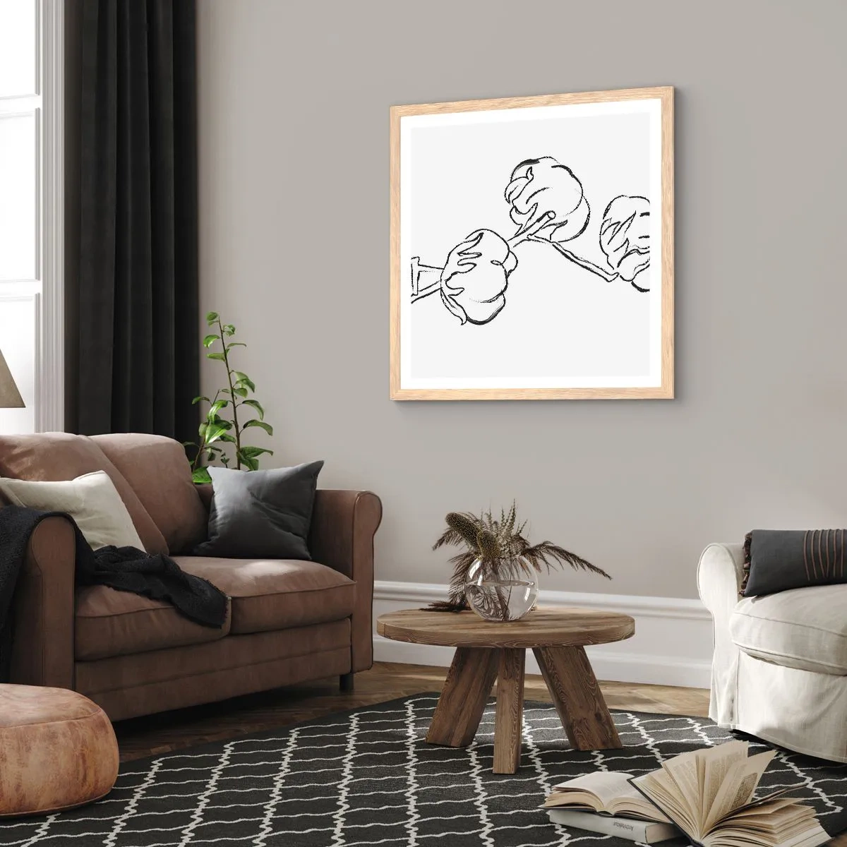 Poster in cornice rovere chiaro - Piumino di cotone - 60x60 cm