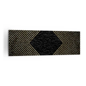 Quadro su tela - Stampe su Tela - Sfondo nero con motivo geometrico di linee dorate - 160x50cm - Geometria in stile glamour - Decorazione murale moderna per soggiorno e camera da letto ARTTOR