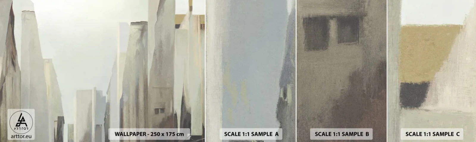 Campione Di Fotomurale Standard Eco - Sogno sulla città - Minimalista, Luminoso, Città - 100x30 cm