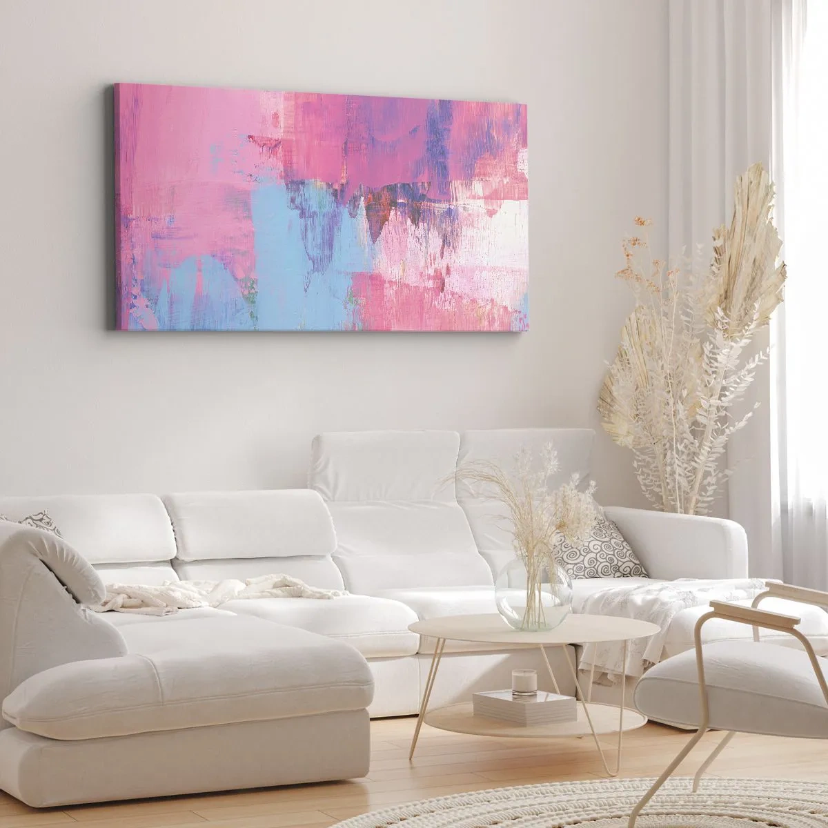 Quadro su tela - Stampe su Tela - Rosa, blu e un pizzico di luce - 100x40 cm
