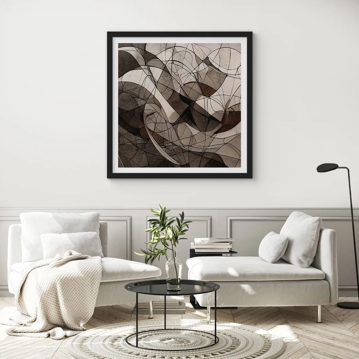 Poster in cornice nera - La circolazione dei colori della terra - 30x30 cm