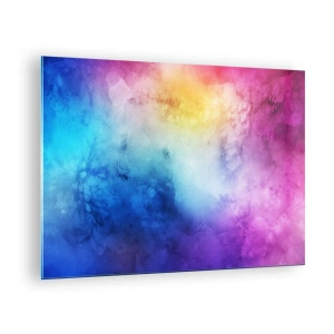 Quadro su vetro - Composizione astratta nei colori dell'arcobaleno con effetto acquerello - 70x50cm - Quasi al settimo cielo - Decorazione murale moderna per soggiorno e camera da letto ARTTOR