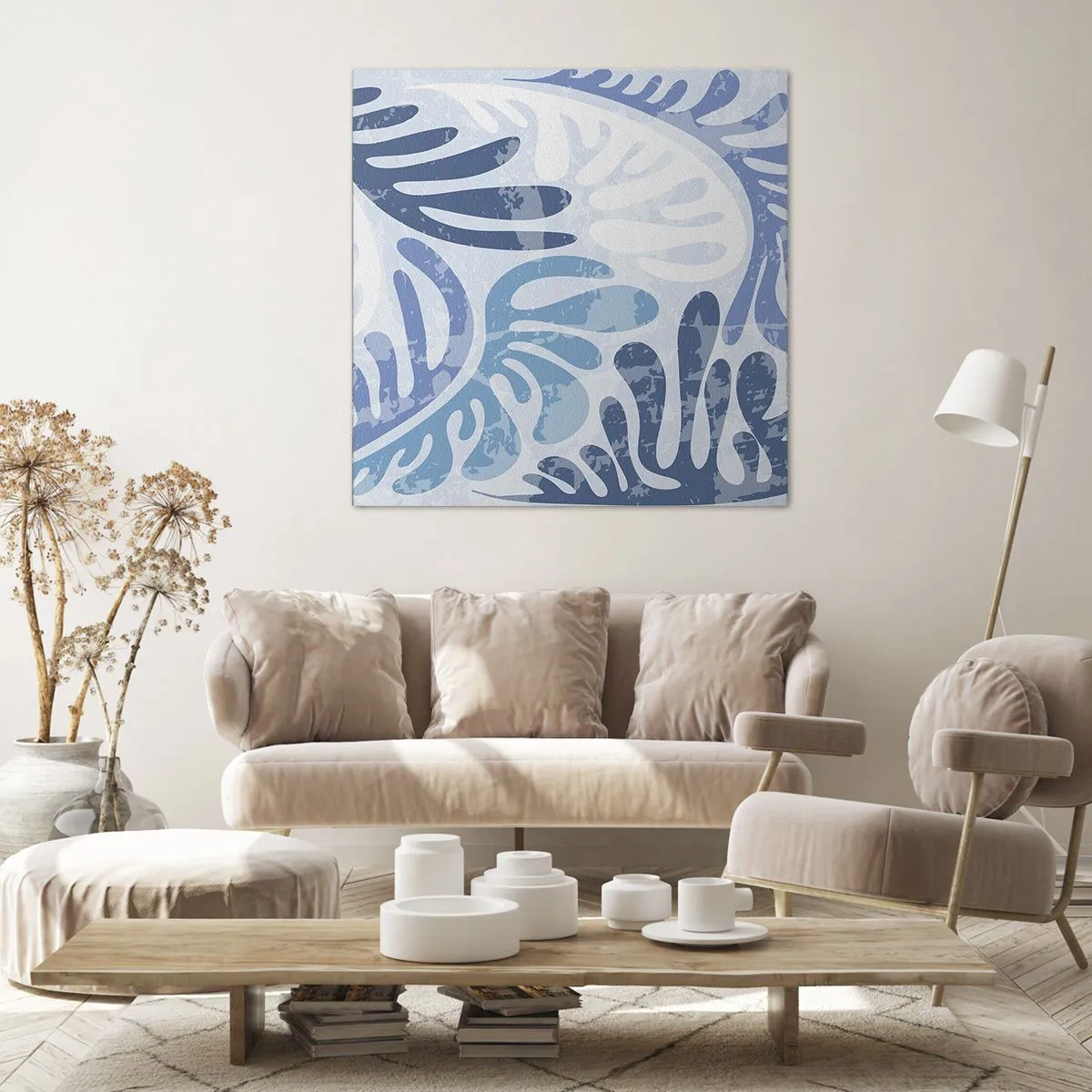 Quadro su tela - Stampe su Tela - Felci blu - 50x50 cm