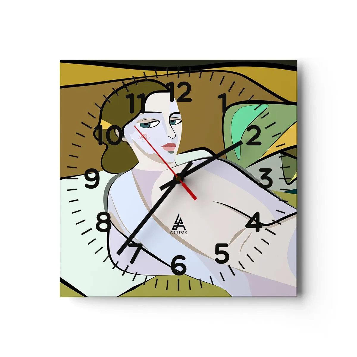 Orologio da parete - Orologio in Vetro - Ritratto intimo - 40x40 cm