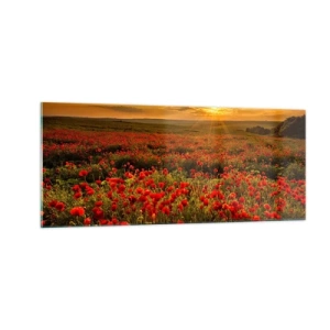 Quadro su vetro - Tra il fruscio delle erbe, in un'esplosione di fiori - 100x40 cm