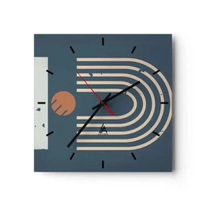 Orologio da parete - Orologio in Vetro - Geometria in blu - 40x40 cm