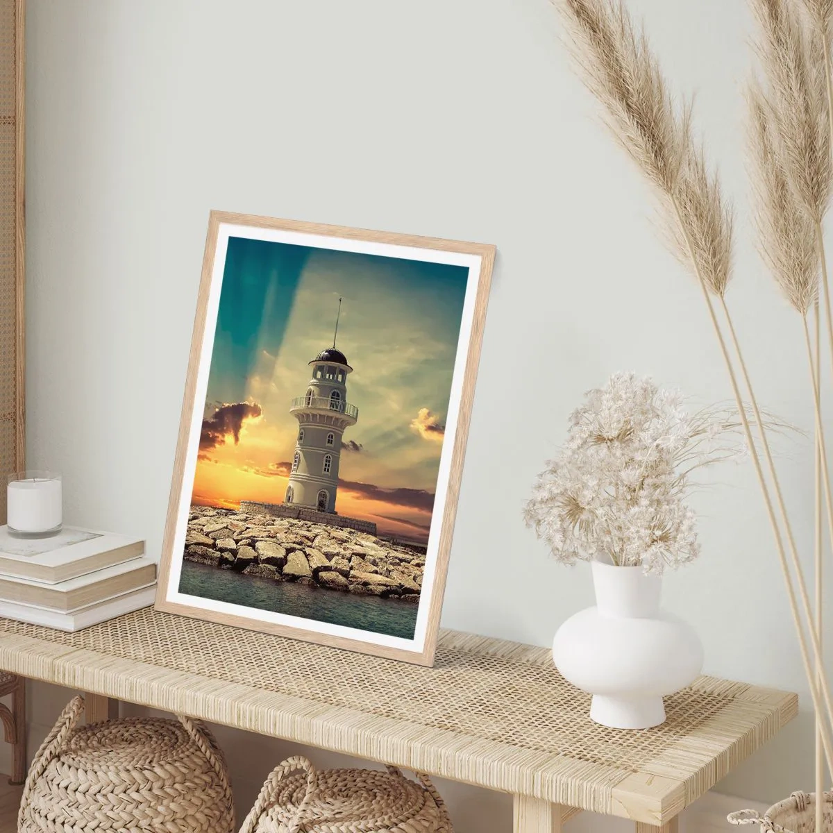 Poster in cornice rovere chiaro - Luce - Bontà - Bellezza - 40x50 cm