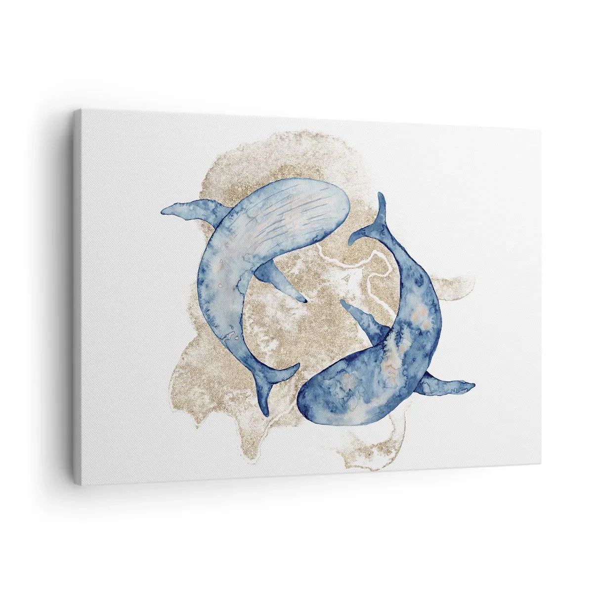 Quadro su tela - Stampe su Tela - Balene blu astratte su uno sfondo chiaro - 70x50cm - Amicizia o amore? - Decorazione murale moderna per soggiorno e camera da letto ARTTOR