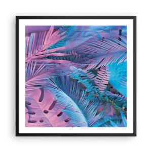 Poster in cornice nera - Tropici in rosa e blu - 60x60 cm