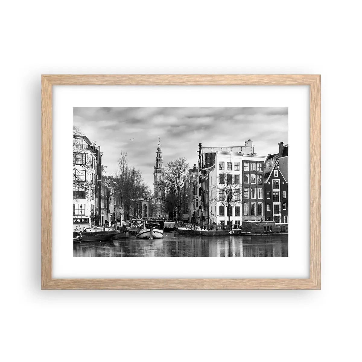 Poster in cornice rovere chiaro - Atmosfera di Amsterdam - 40x30 cm