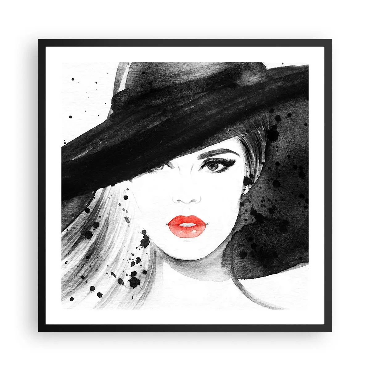 Poster in cornice nera - Donna in nero - 60x60 cm
