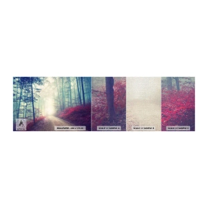 Campione di Fotomurale Premium Canvas - Come è bello alzarsi all'alba - Paesaggio, foresta, Strada forestale - 100x30 cm